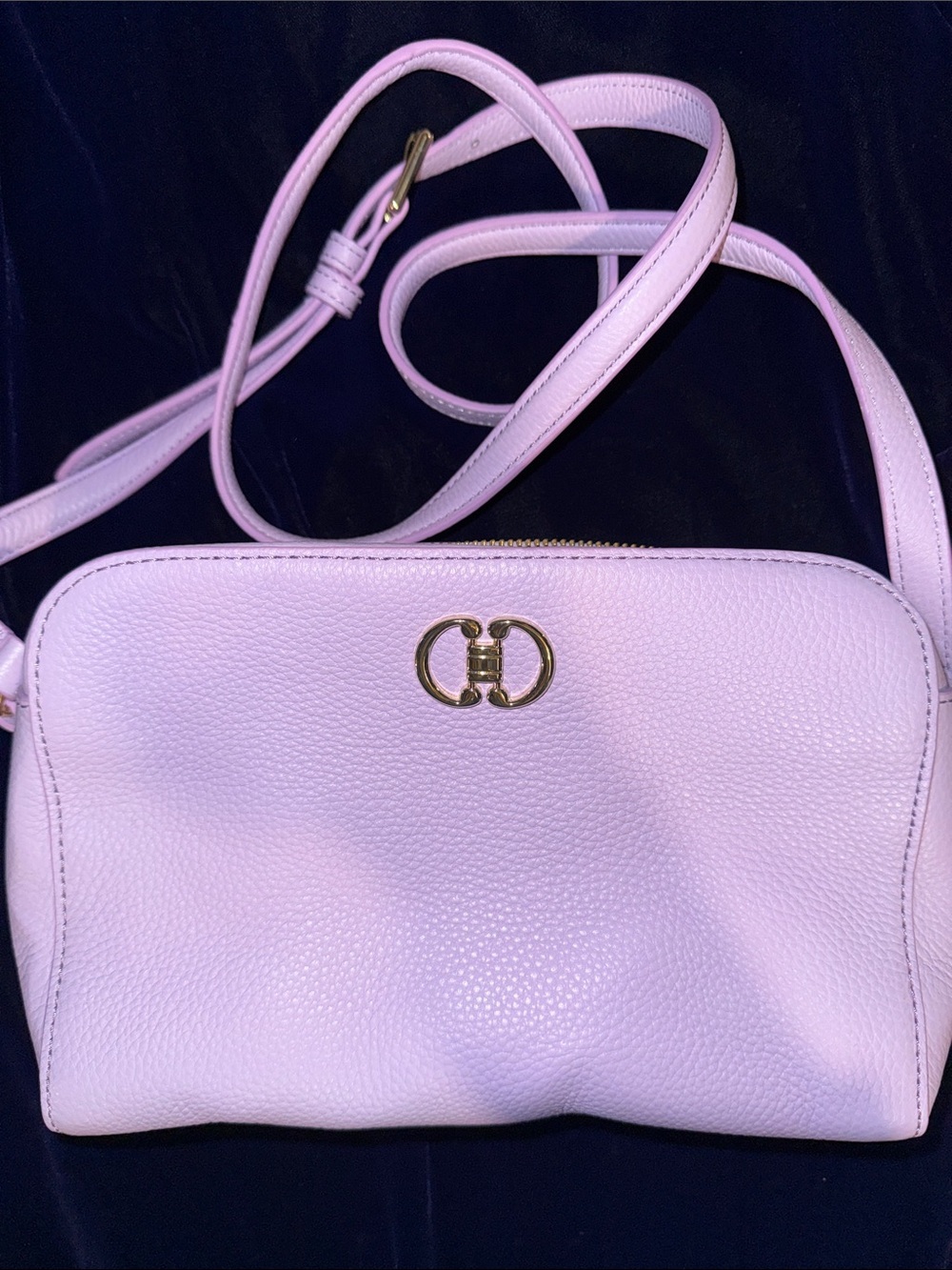 Talbots Lilac Leather Crossbody with Gold Logo